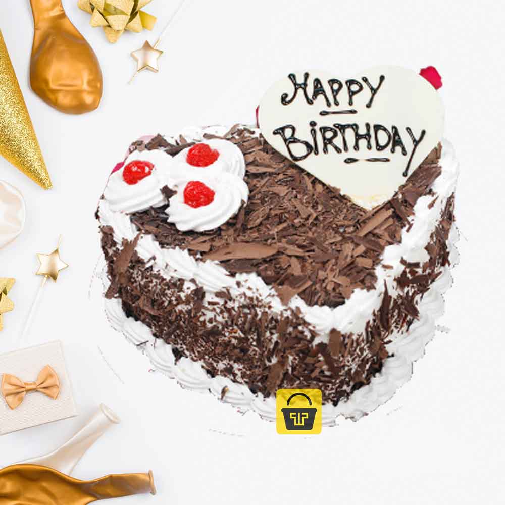 Birthday Heart Shape Black Forest Cake - Town Tokri